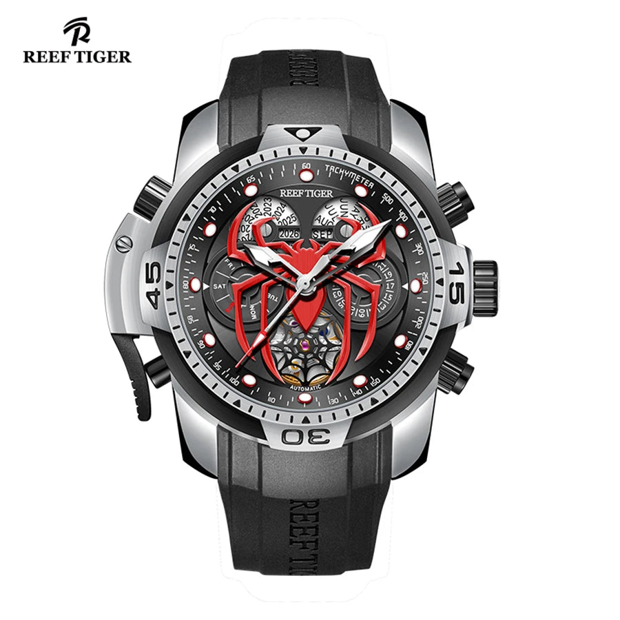 reef tiger men's mechanical watch, fully automatic multi-functional dual calendar business men's watch, men's timepiece
