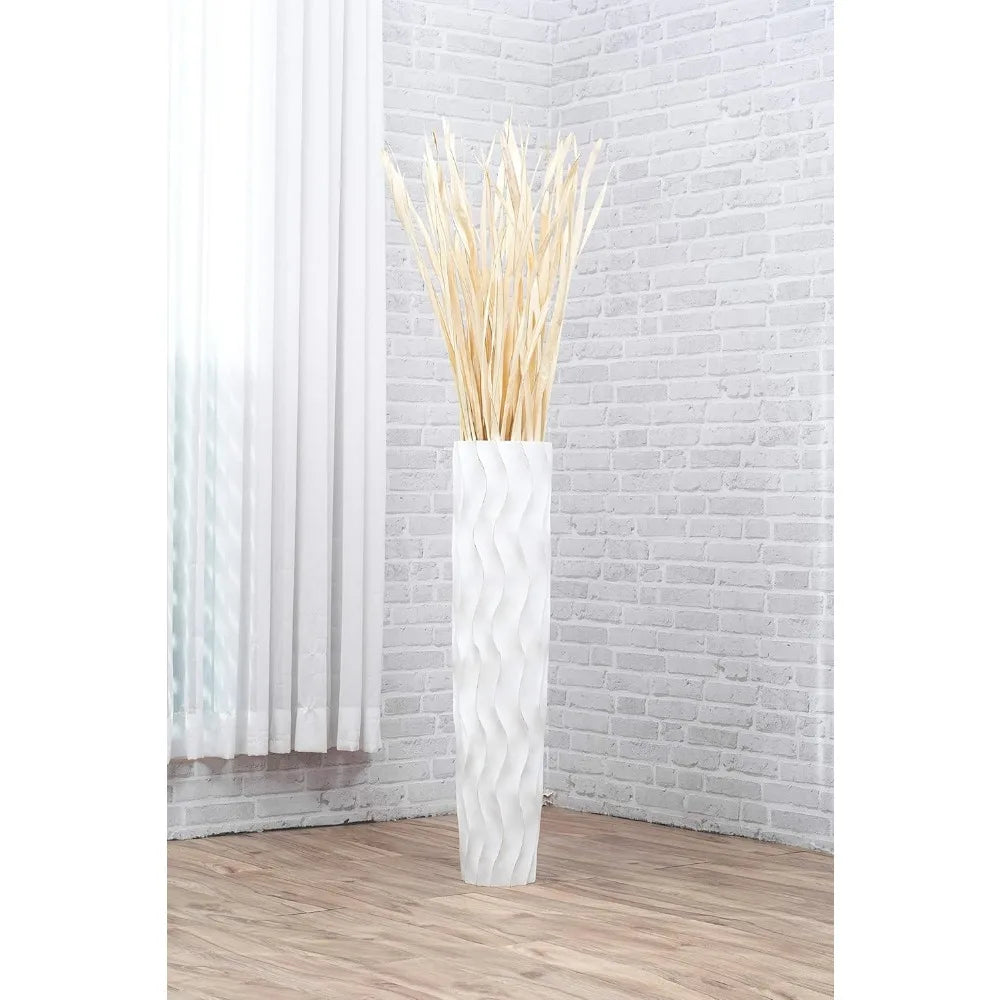 Rustic Wooden Floor Vase - 36 Tall Decorative Plant Holder for Artificial Flowers and Pampas Grass