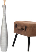 Large Silver Floor Vase Wooden 26 Tall for Home Decor, Ideal for Fake Plants and Pampas Grass, Farmhouse Style Flower Holder