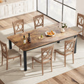 Dining Table for 6-8 People, 78 Inch Long Kitchen Dining Table， Rectangular Dining Table with Cut Corners for Living Room