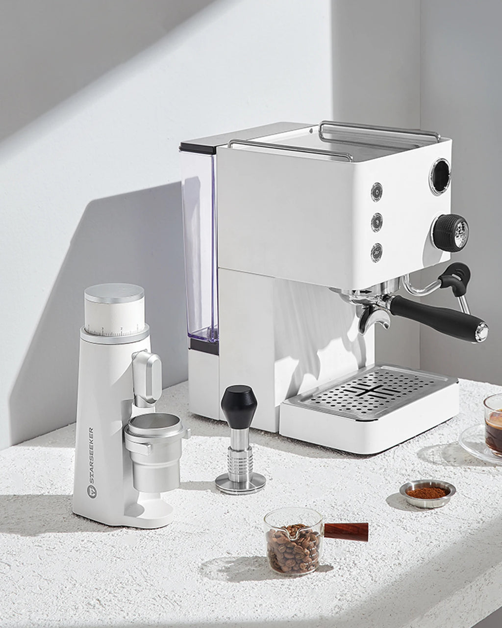 STARSEEKER EDGE Stainless Steel Burr Coffee Grinder 48MM Espresso Stepless Fineness Adjustment Electric Coffee Grinders Black