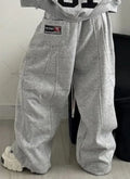 Gray High Street Retro Y2k Sports Suit for Women Striped Embroidered Multi-pocket Zipper Hoodie Men Casual Fashion Floor Pants