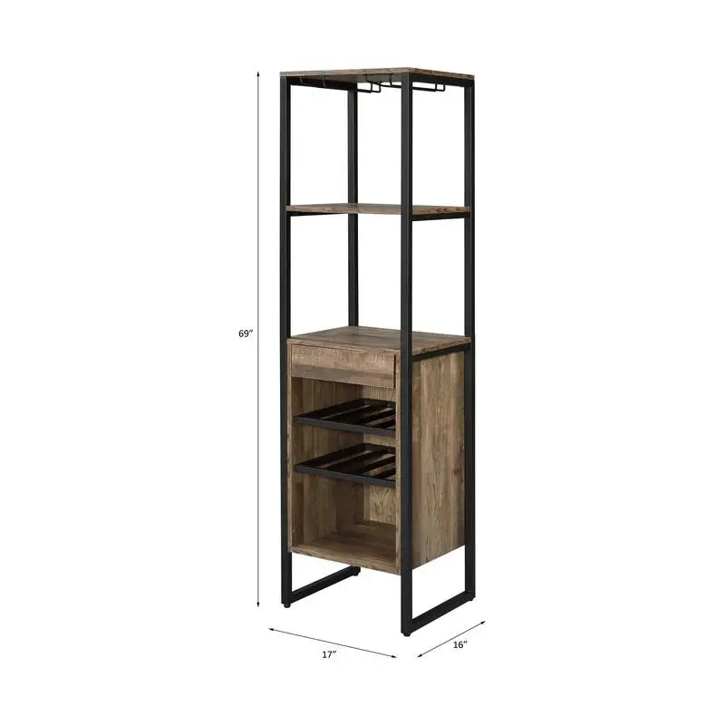 Weathered Oak Finish Wine Rack, Holds Up to 20 Bottles, Elegant Storage Solution for Home or Bar