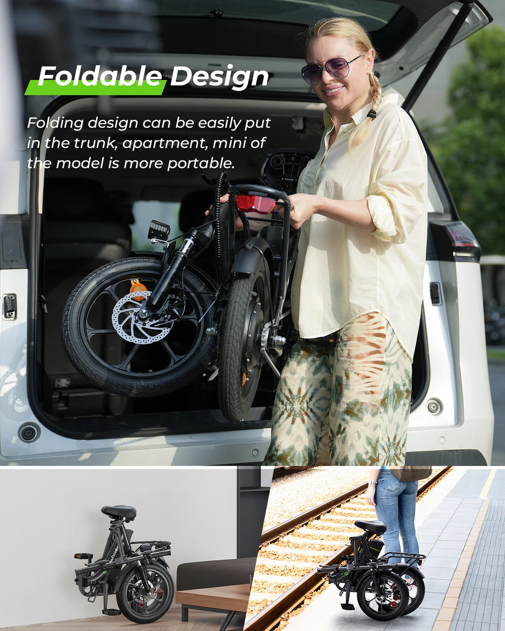 isinwheel U4 Electric Bike 750W 36V 10.4Ah 36V 10.4Ah Battery 19 mph Top Speed Adult Electric Bicycles, 16" Commute Ebike