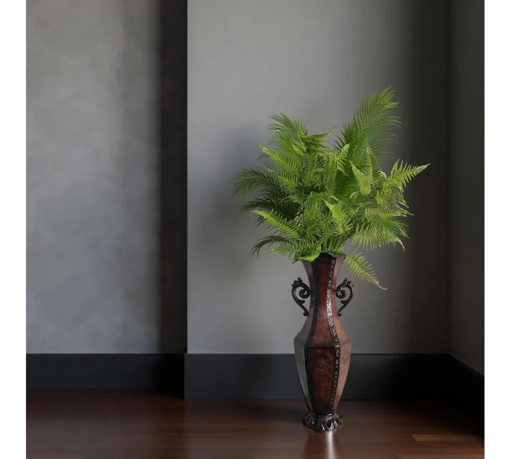 Elegant Embossed Metal Floor Vase 24 Inch Tall - Perfect for Wedding Decor, Spa Meditation & Home Accent