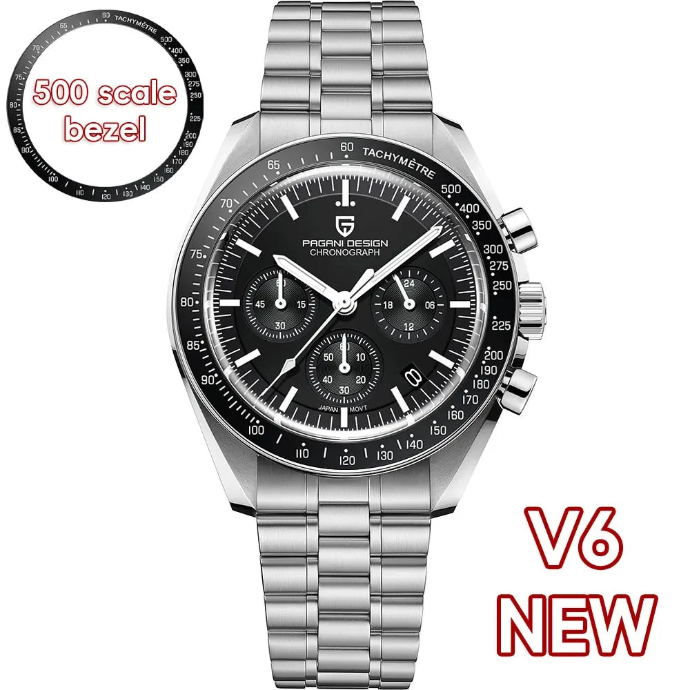 PAGANI DESIGN 2026 New Moon Men's Watches Luxury Quartz Watch For Men Auto Date Speed Chronograph AR Sapphire Mirror Wrist watch