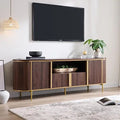 Luxury 70" Fluted TV Stand, Modern Chic Entertainment Center for TVs Up to 80 inches, TV Console with Faux Marble Top, Curved P