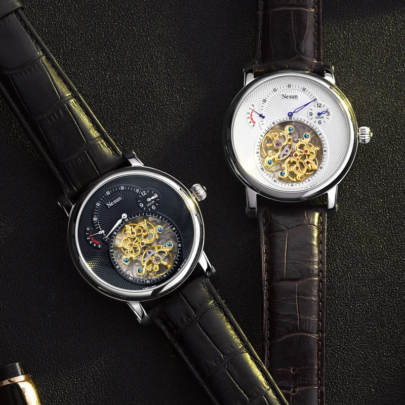 NESUN automatic mechanical men's watch, multi-functional luminous stainless steel classic business men's watch
