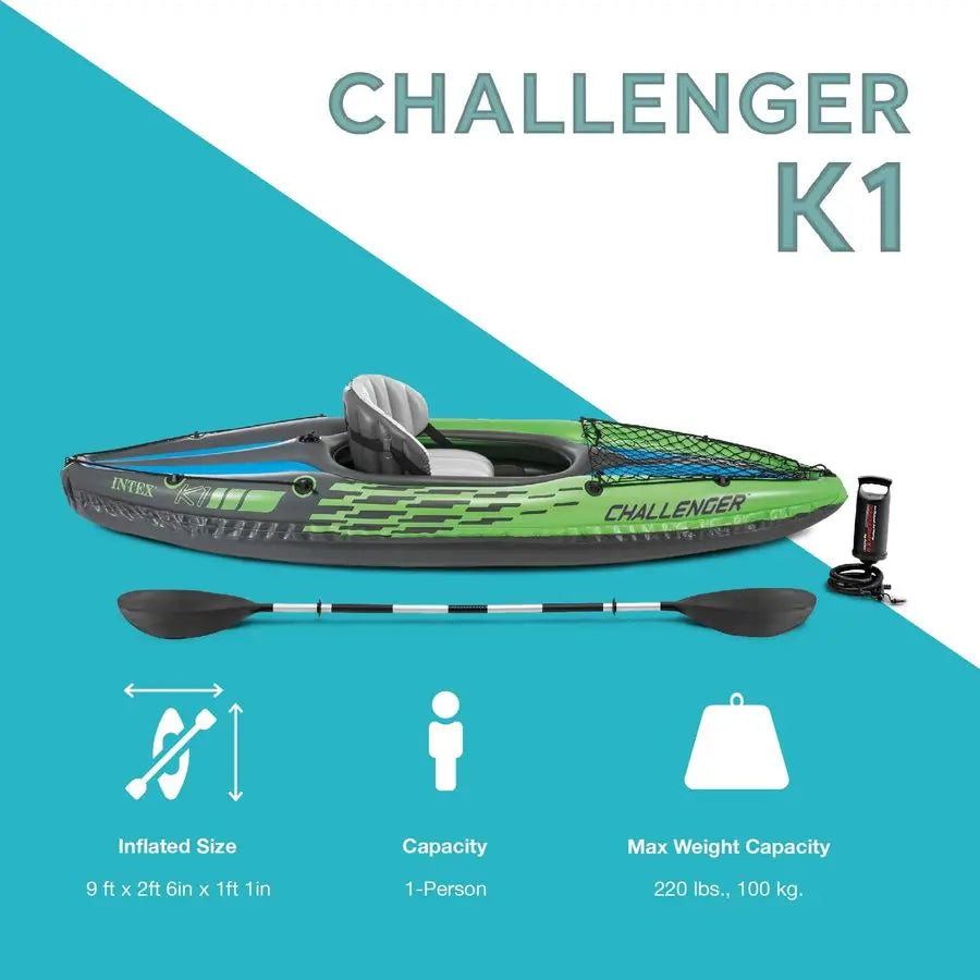 Challenger Inflatable Kayak Series Includes Deluxe 86in Kayak Paddles and HighOutput Pump SuperStrong PVC Adjustable Seat with