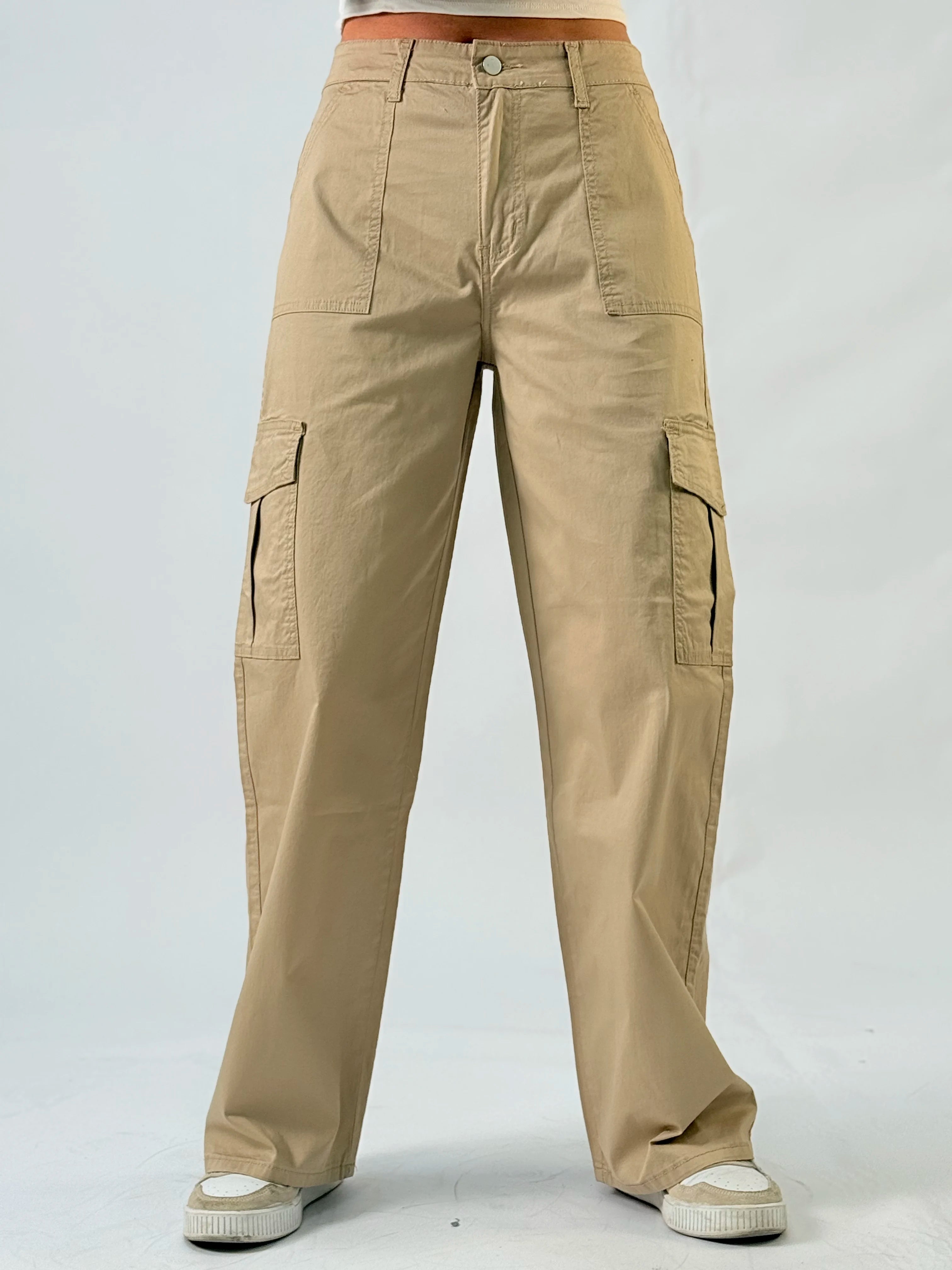Y2K  Fashion Workwear Style Women's Jeans Comfortable Straight Cut With Classic Wide Leg Design  Versatile Khaki Color