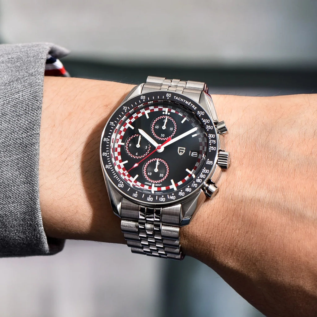 PAGANI DESIGN Brand 500 Speedometer circle Men watch Quartz Waterproof Japan Movt Chronograph Sapphire Luminous Date Steel Watch