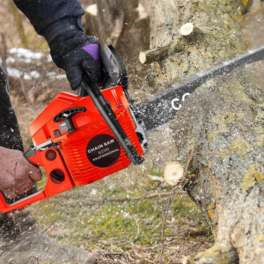COOCHEER Gas Chainsaw Powered 62CC 3.5-HP 2-Cycle Gas Chainsaw 20 Inch with Tool Kit Carrying Bag for Tree Cutting and Trimming
