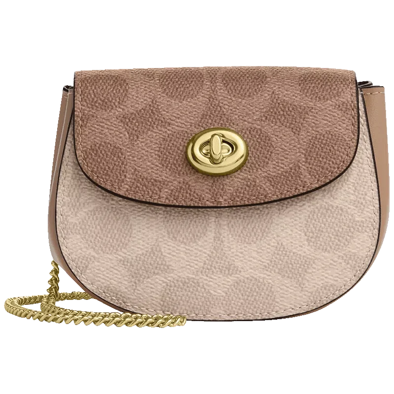 Turnlock Card Case Small Crossbody Bags For Women,Small Saddle Purse And Bags Mini Purses Card Case In Blocked Signature Canvas