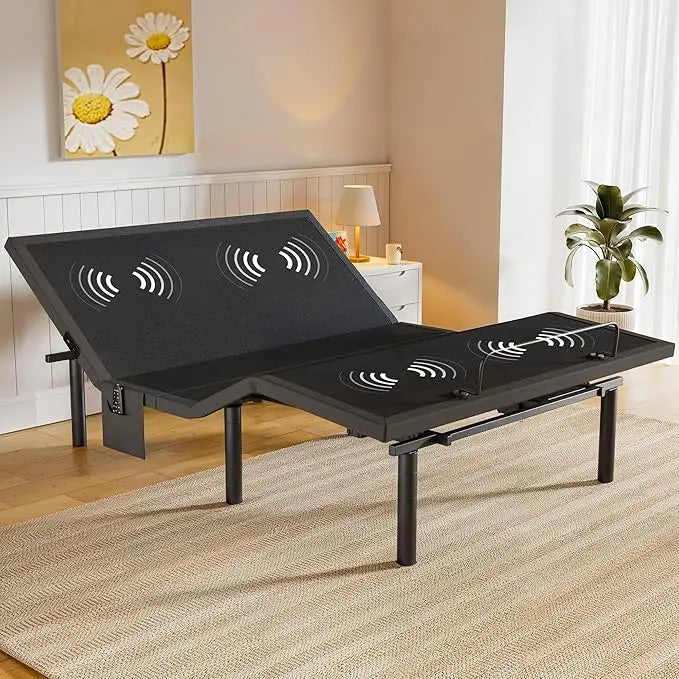 Queen Adjustable Bed Frame with Massage, Head & Foot Incline, Wireless Remote, 4 Built-in USB Ports, LED Night Light,Customized