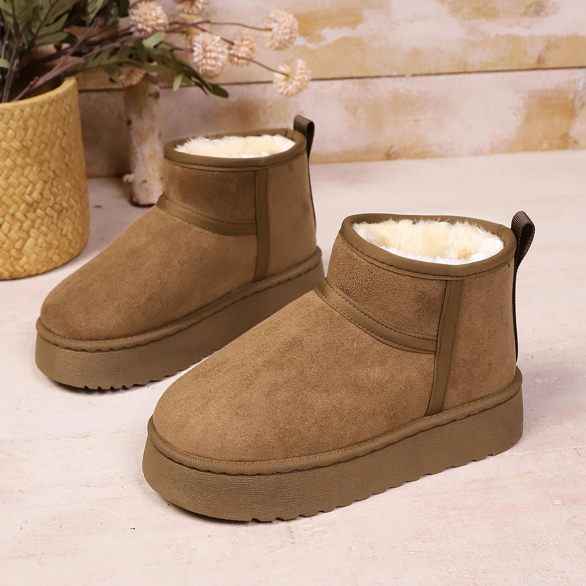 2025 New Women's Winter Snow Boots with Velvet Warmth Thick Bottom Bread Big Head Cotton Shoes