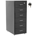 6 Drawer Vertical File Cabinet with 1 Lock, Filing Cabinet under Desk Office Storage with Wheels, Desk Drawers for Home Office