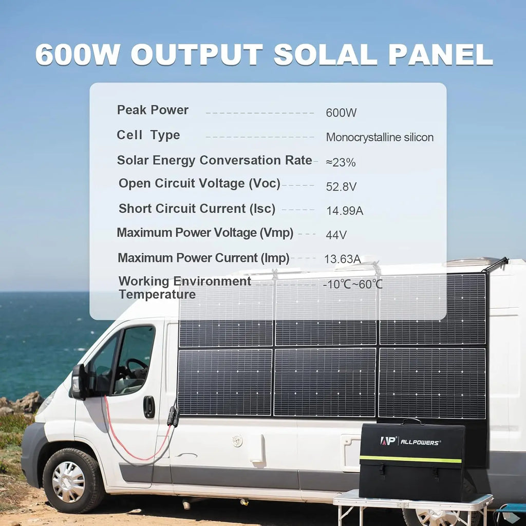 ALLPOWERS Foldable Solar Panel 600W High-Efficiency Solar Charger IP66 Waterproof with Solar Output for RV Off-Grid Camping home