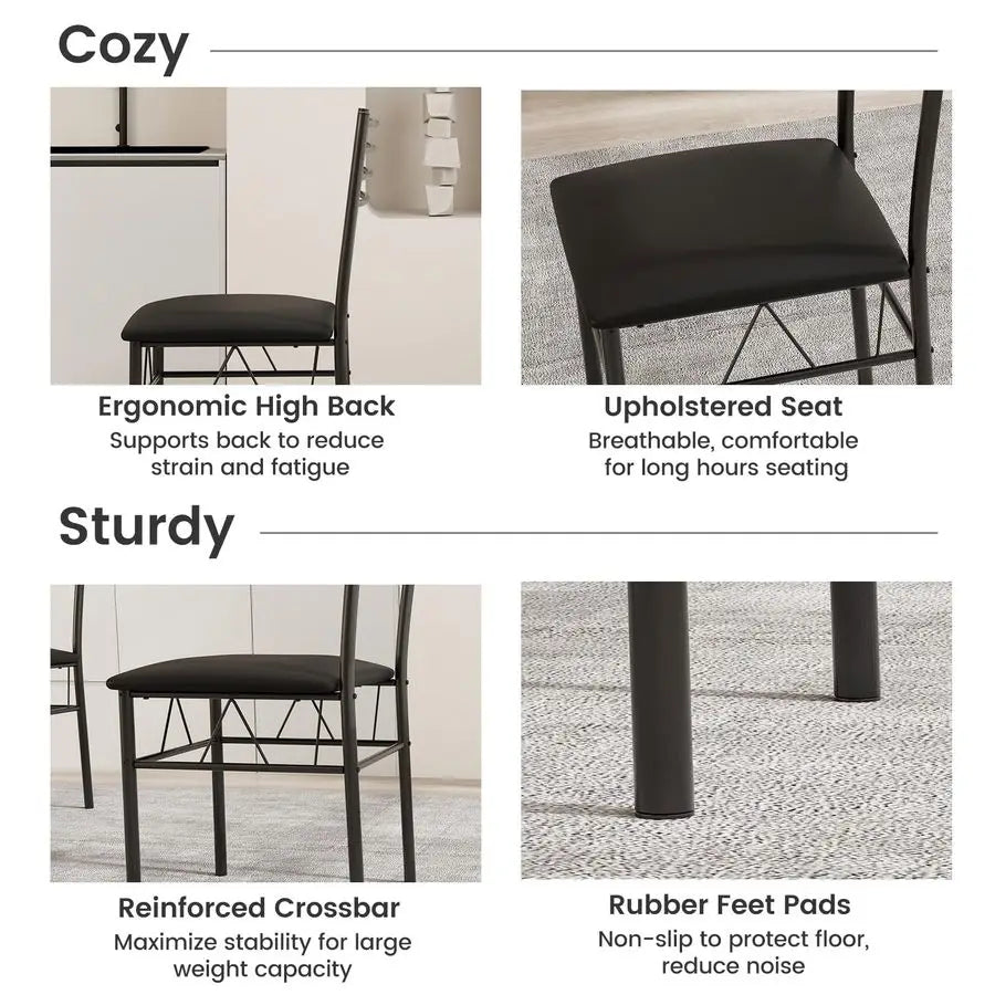 5Piece Dining Table Set for 4, Modern 3 8 Tempered Glass Kitchen Room Table with 4 Upholstered Dining Chairs, SpaceSaving Dinett