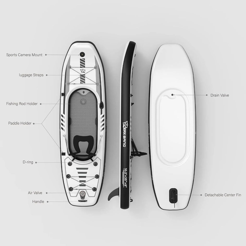 10.2'x35''x8'' Inflatable Kayak with Detachable Seat, SUP-Kayak Set Includes Hand Pump/Aluminum Oar/Backpack, Boat for Adults/Ki