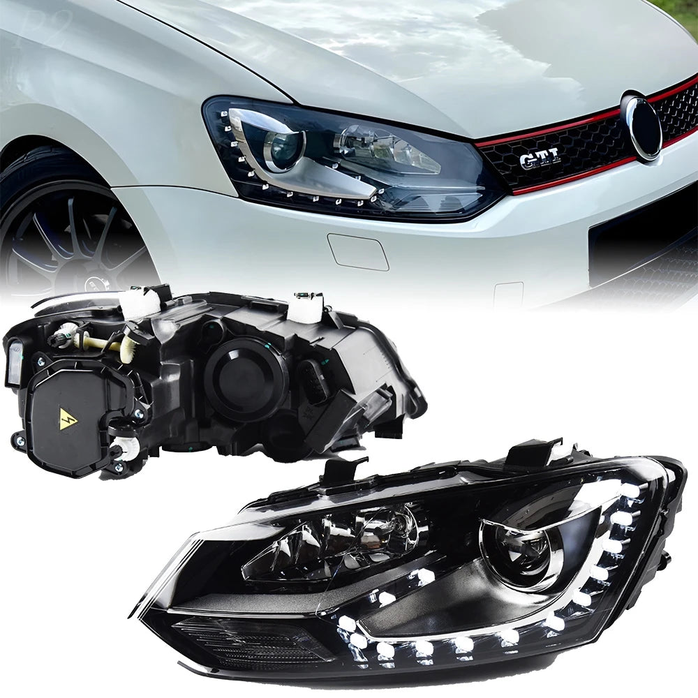 Headlight for VW Polo TSI 2011-2018 Car LED DRL Hella автомобильные товары Hid H7 Vento Polo GTI Car Accessories
