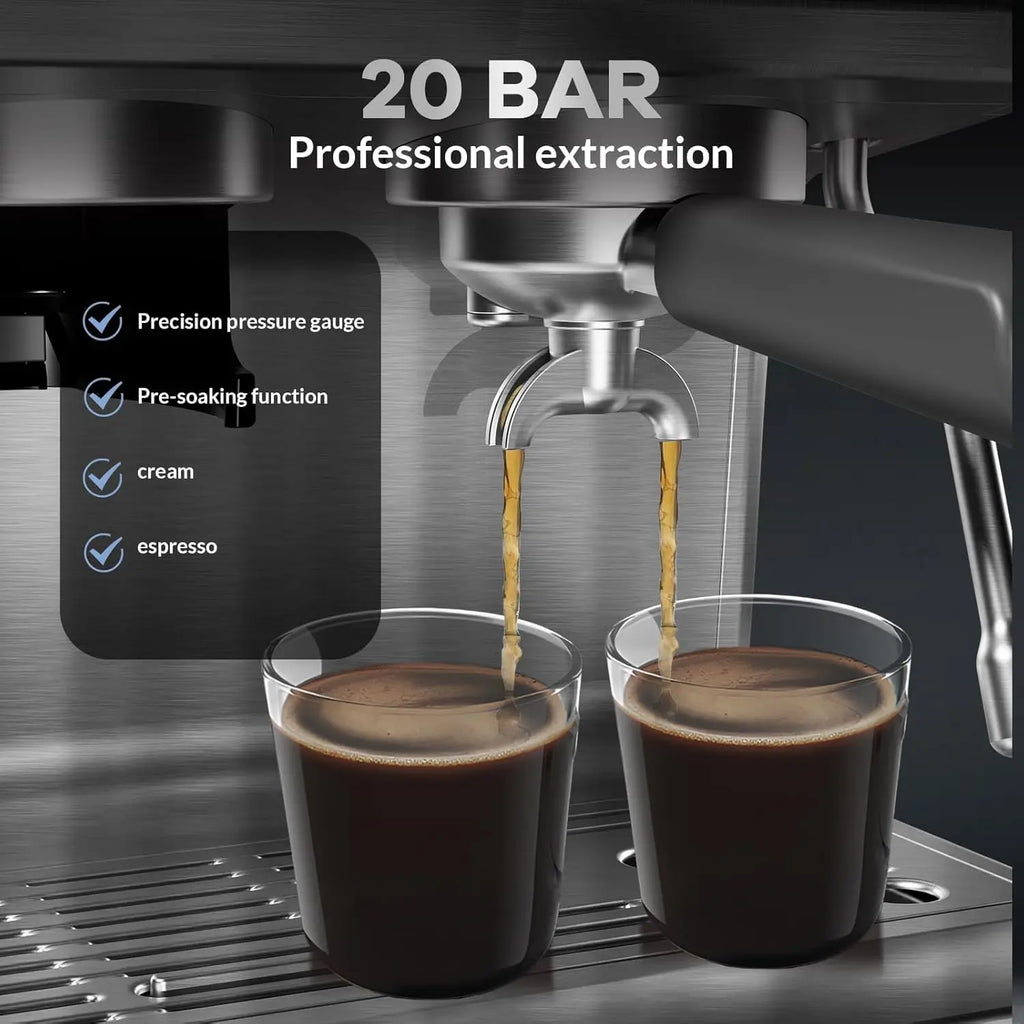Espresso Coffee Maker with Milk Frother & 95 oz Removable Water Tank Espresso Machines with grinder for Latte and Cappuccino