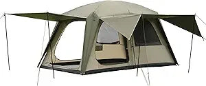 Large Family Cabin Tent for 4-6 People: Waterproof Double Layer Portable Glamping Tent with 3 Doors and 2 Rooms