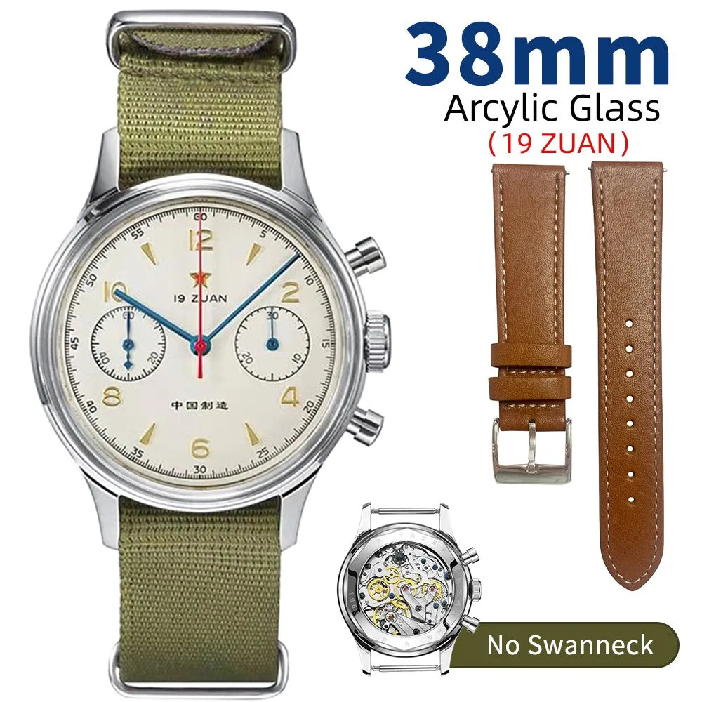 Seakoss 38mm 40mm Men's 1963 Chronograph Acrylic Sapphire Glass With Seagull ST19 Hand Winding Movement Male Mechanical Watches