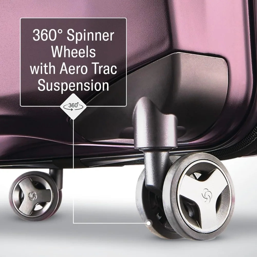 Lightweight Impact-Resistant Hardshell Luggage 24-Inch Medium, 360° Spinner Wheels, Aero Trac System, Durable Travel Suitcase