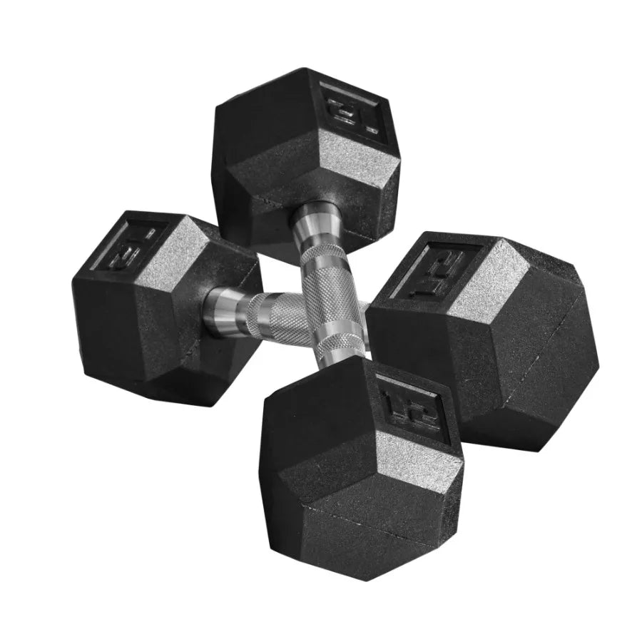 Rubber Dumbbells Weight Set Total 24lbs 12lbs Each Dumbbell Hand Weight for Body Fitness Training for Home Office Gym Black