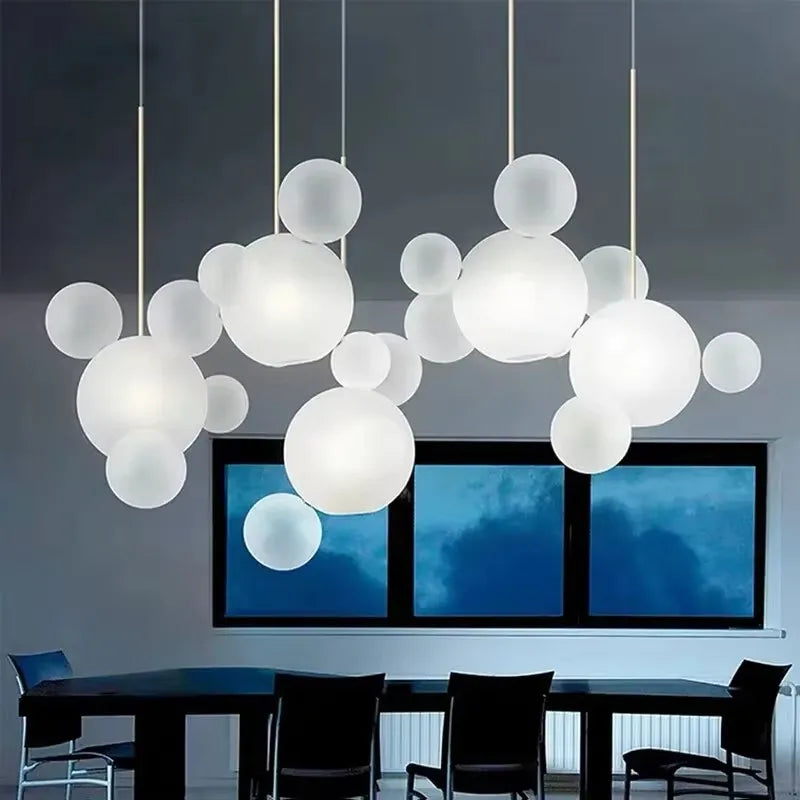 Postmodern Hanglamp Matglas Globes Eetkamer Iron Bubbles Ball Glass Light For  Foyer Kitchen Dinning Room Island Led Pendant