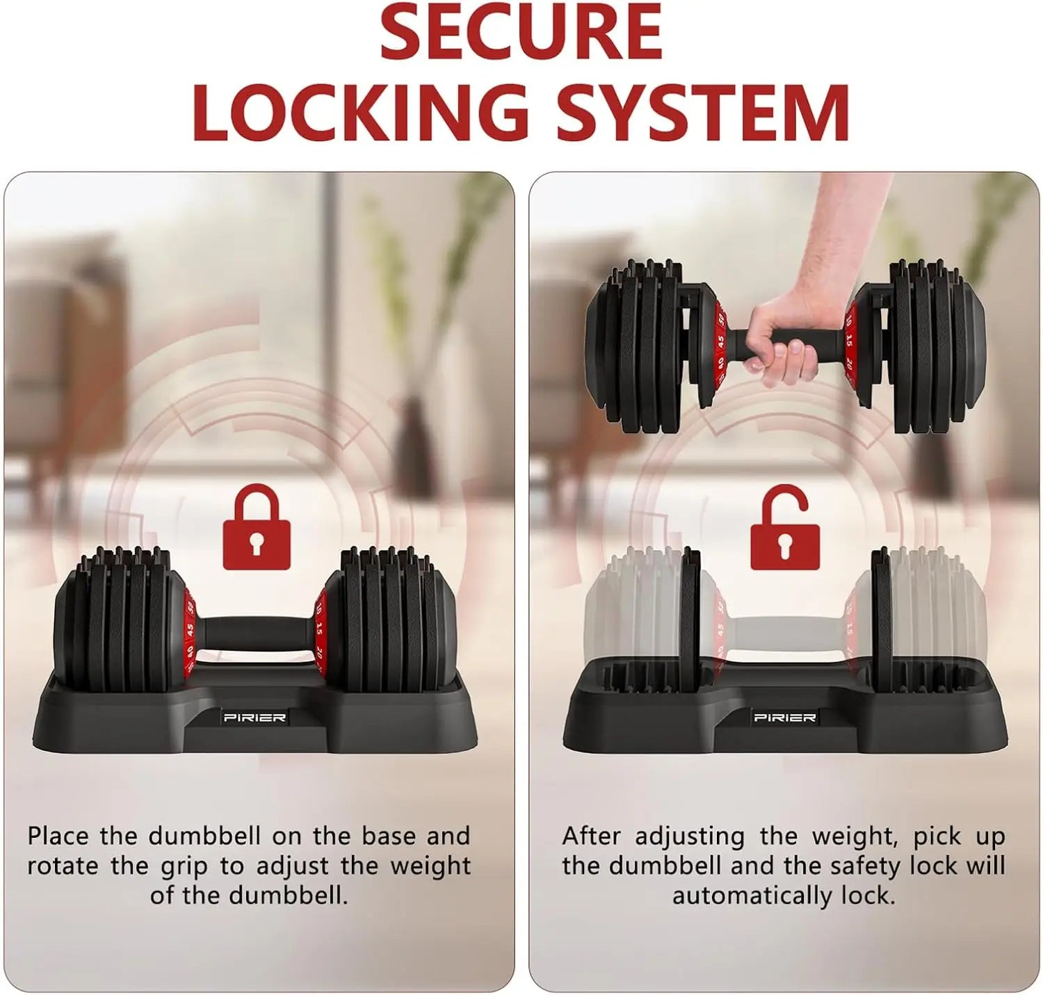 Adjustable Dumbbell Set 55LB, 10-in-1 Weight with Anti-Slip Handle for Full Body Strength Training