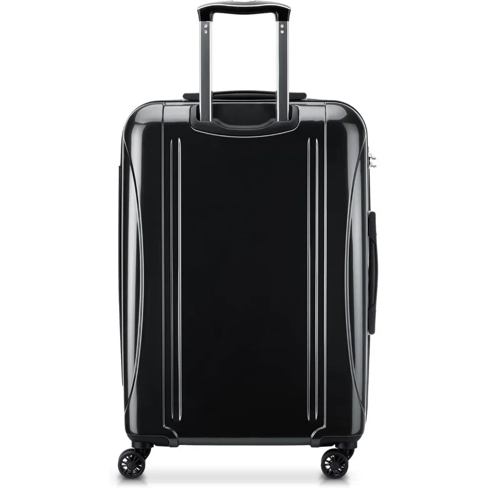 Medium 24 Inch Expandable Hardside Spinner Luggage with Aero Design, Black, Ideal for Travel and Checked Luggage