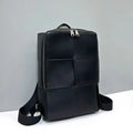 Genuine Leather Men Woven Backpacks Real Natural Leather Student Backpack Boy Luxury Weave Computer Laptop Bag
