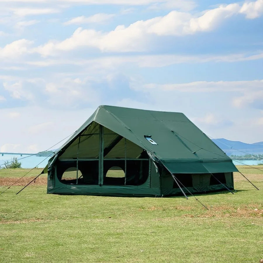 Inflatable Camping Tent with Hand Pump Waterproof Outdoor Blow up Tent 28 Person Ox 4 Season Glamping Air Tent Cabin House with