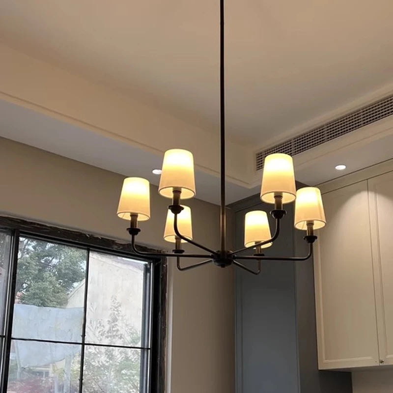 American Wrought Iron Vintage Chandelier Kitchen Island Lighting For Restaurant Bar Living Room Polished Gold/ Black Light