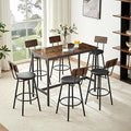 bar table and chairs set for 6, 7 pieces pub bistro table with 6 pu upholstered bar stools, 42" high top table set for restauran