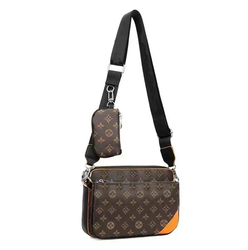 3pcs/Set Men PU Shoulder Messenger Bag with Coin Purse Wallet and Clutch Bags Suitable for Business Commute Travel BL13