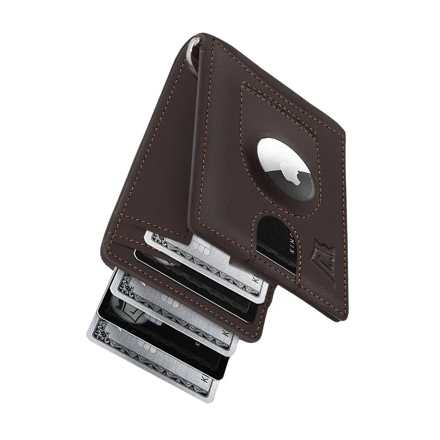 Airtag Wallet for Men RFID Blocking Leather Design with Airtag Holder, Money Clip amp Pull Tab Minimalist Air Tag Wallets