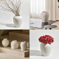 Elegant White Ceramic Zen Vase, 11.8 Tall, Rustic Style, Ideal for Farmhouse Decor and Home Flower Arrangements