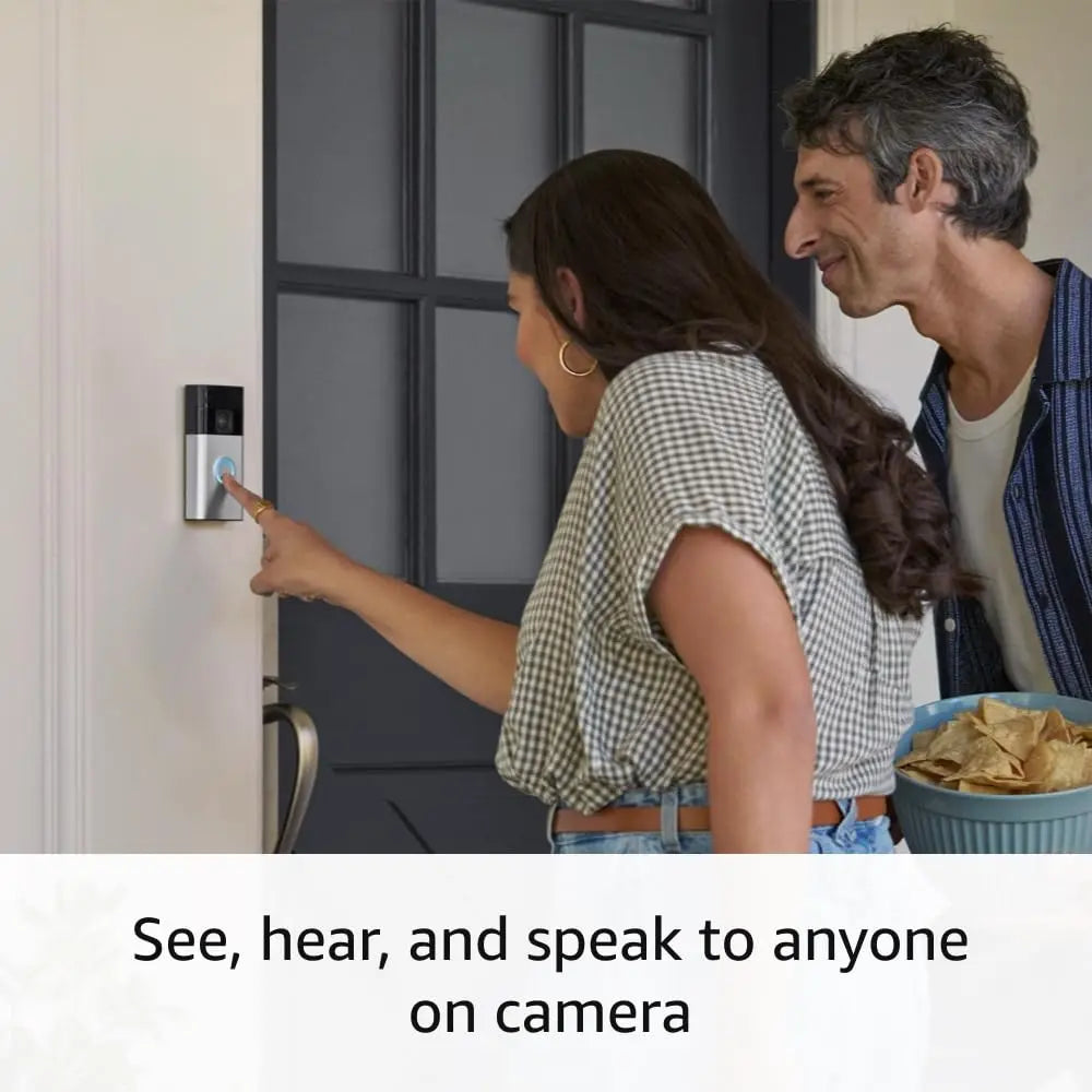 Smart Video Doorbell with Battery, Two-Way Talk, Motion Alerts for Home Security in Satin Nickel