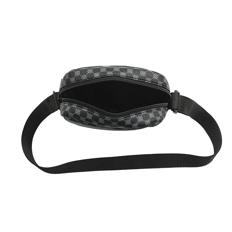 Men's single-shoulder crossbody bag, adjustable shoulder strap, checkered print, daily use messenger bag