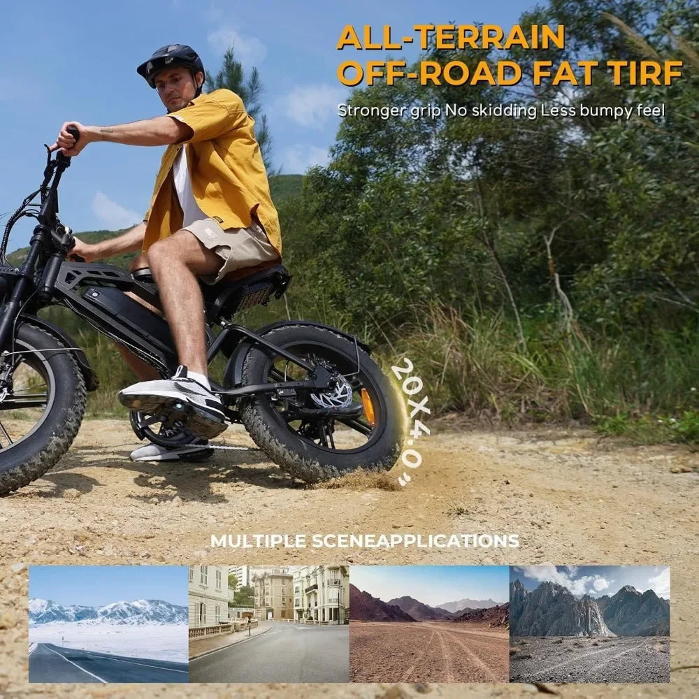 Adult Moped Style Electric Bike 750W/1500W 28mph/30mph/33mph 34-80 Miles PAS Range 48V 15.6ah/18.2ah Battery Ebike