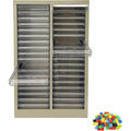 36-Drawer Steel Office Storage Cabinet with Transparent Drawers and Curved Handles for Small Items Organization