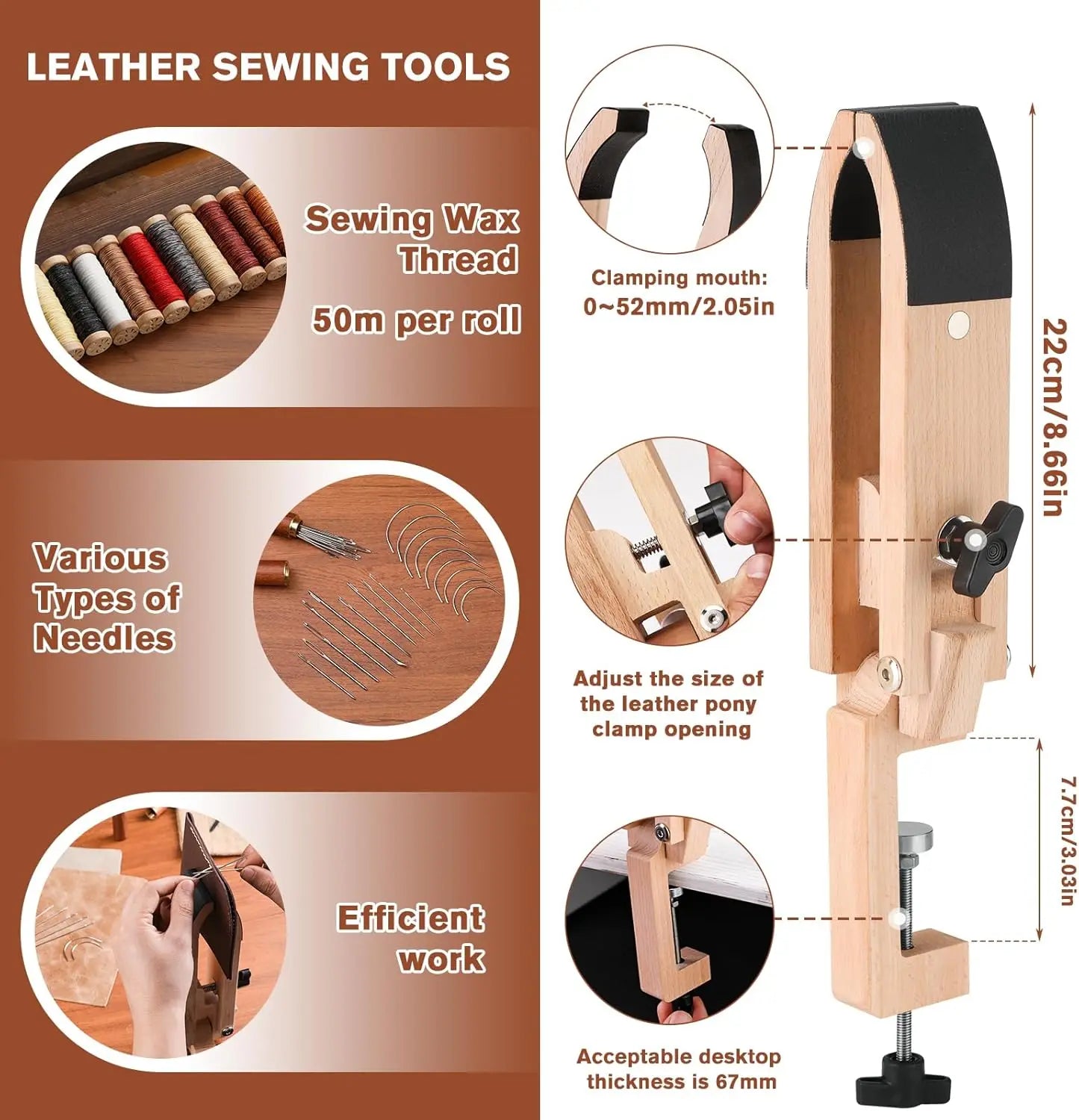 Professional Leather Crafting Tool Kit with Cutting, Punching, Carving, and Heavy Duty Sewing Supplies
