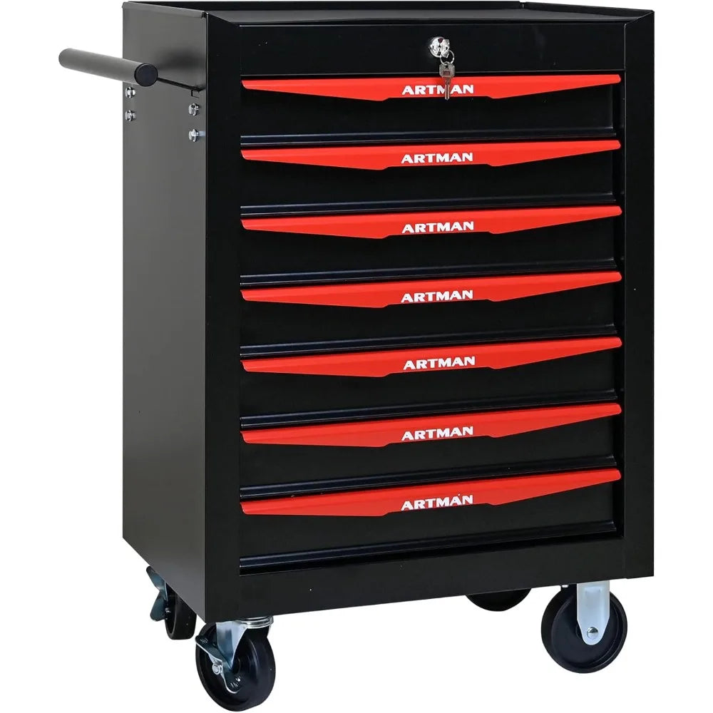 Drawers Tool Cart on Wheels, Multifunctional Rolling Tool Storage Chest, Drawers Rolling Trolley Organizer Tool Box for Warehous
