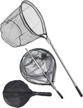Large Telescoping Fishing Net with Rubber Mesh - Adjustable 70-94 Inch Handle for Kayak & Saltwater Fishing