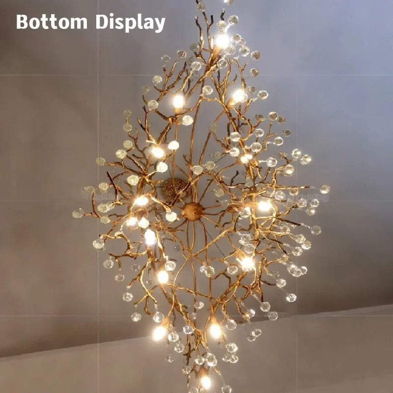 Vintage Branch Crystal Chandeliers For Dining Room Kitchen Living Room Vintage bronze Brass Long Tree Branch Hanging Chandelier