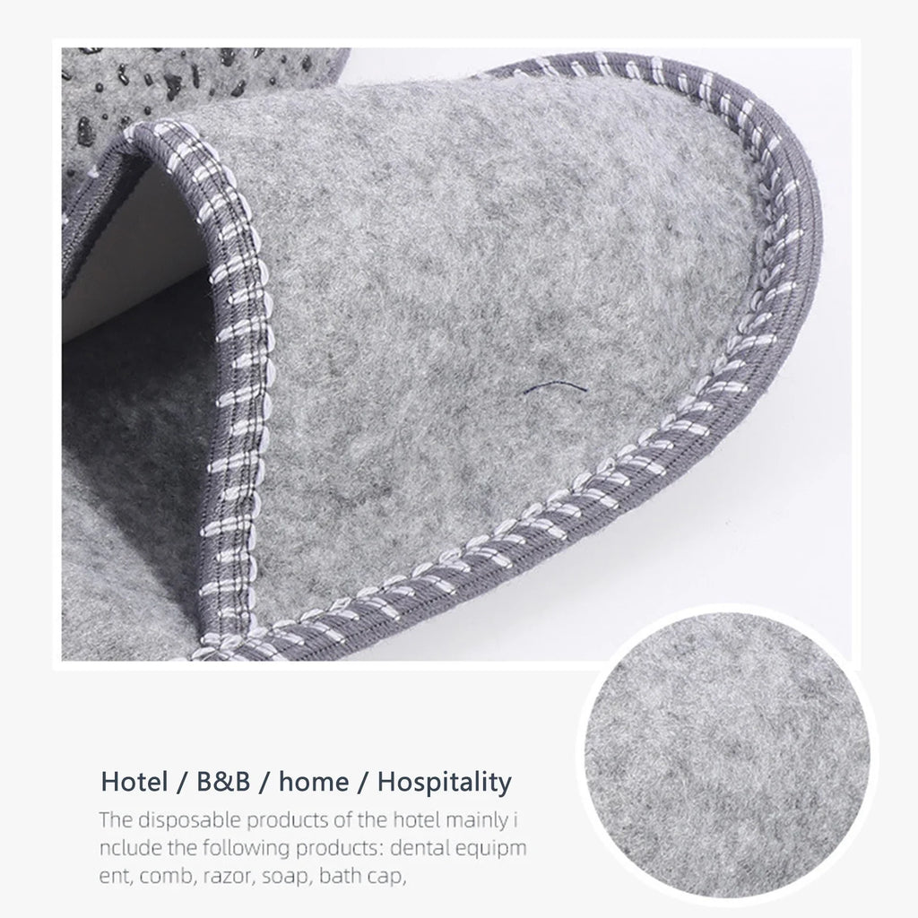 6 Pairs Family House Guest Slippers Set Closed Toe Disposable Slippers Felt Guest Slippers for Bedroom Wedding Party Travel