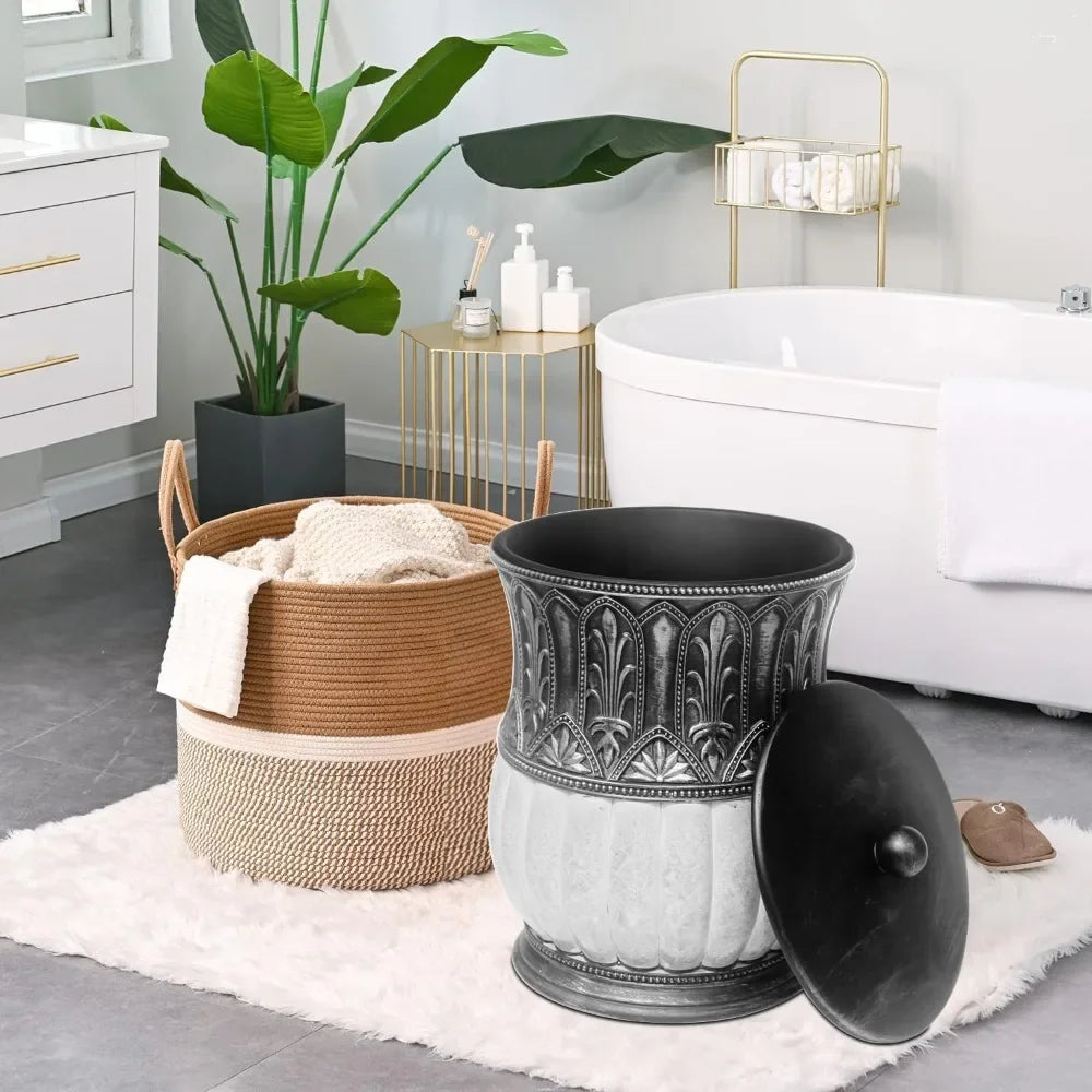 6 Pieces Pumkins Bathroom Accessories Set Including Trash Can, Cup, Toothbrush Holders, Soap Dishes, Soap Dispenser and Toilet