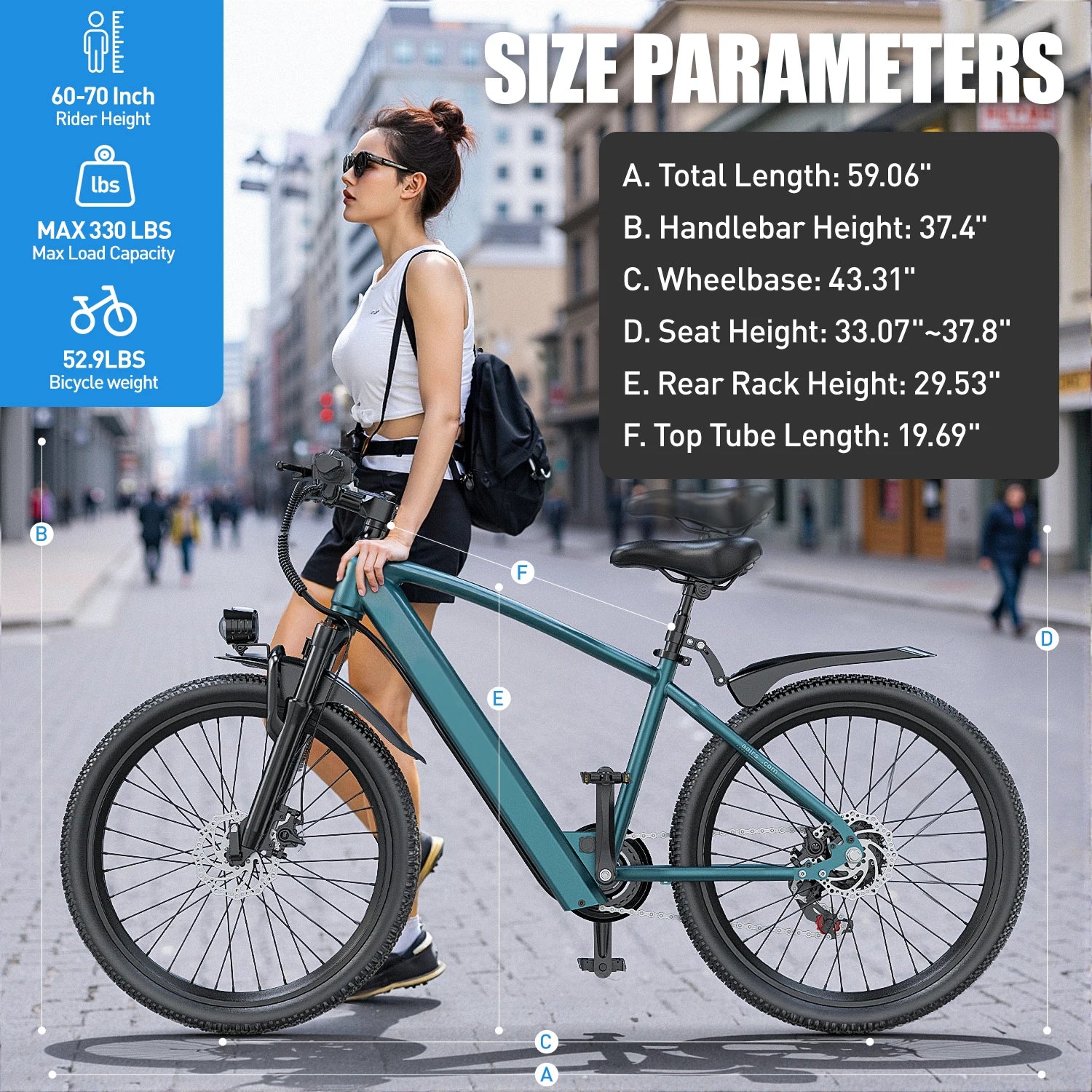 Electric Bike Adults 26 Inch Tire Mountain E-bike 750W Peak Motor 25MPH SHIMANO 7-Speed Electric Bikes High Speed NFC